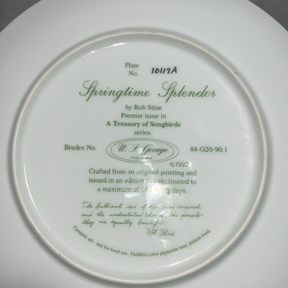 Cardinal SPRINGTIME SPLENDOR  Decor Vintage Plate by Rob Stine. - Picture 2 of 3